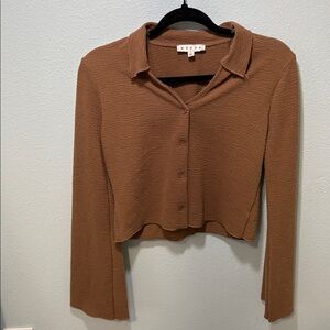 HYFVE Tan Bell Sleeve Crop Blouse